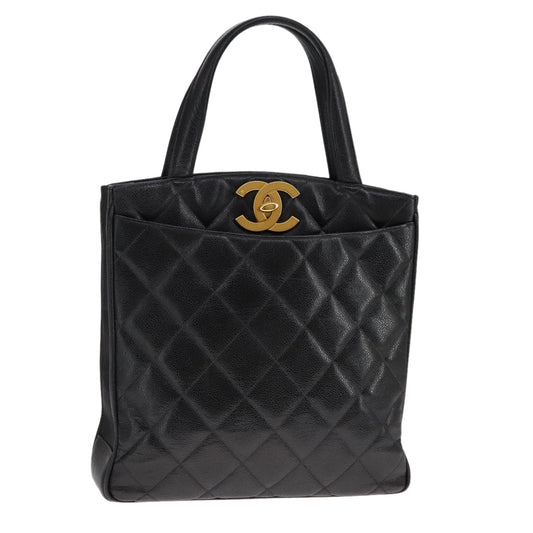 CHANEL Matelasse Tote Bag Caviar Skin Black CC 107636