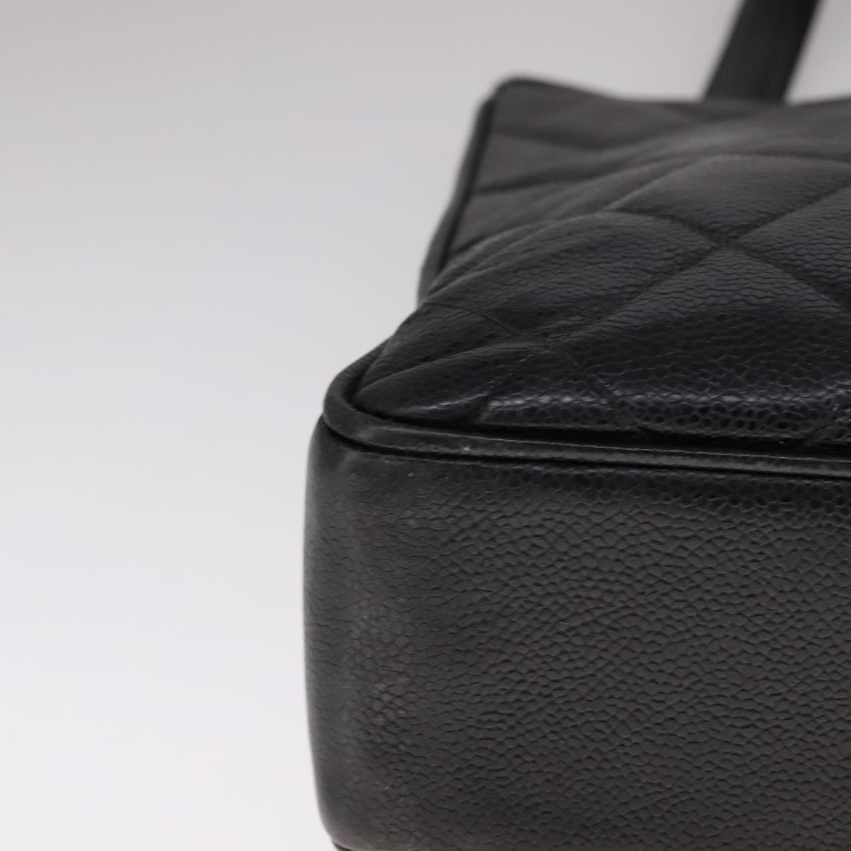 CHANEL Matelasse Tote Bag Caviar Skin Black CC 107636