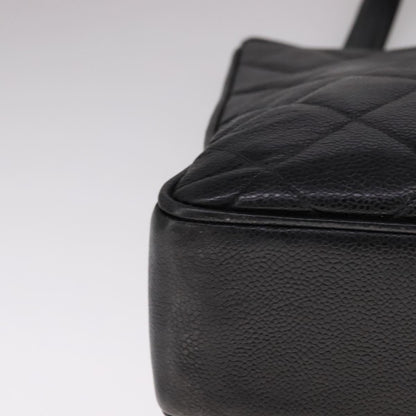 CHANEL Matelasse Tote Bag Caviar Skin Black CC 107636