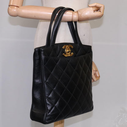 CHANEL Matelasse Tote Bag Caviar Skin Black CC 107636