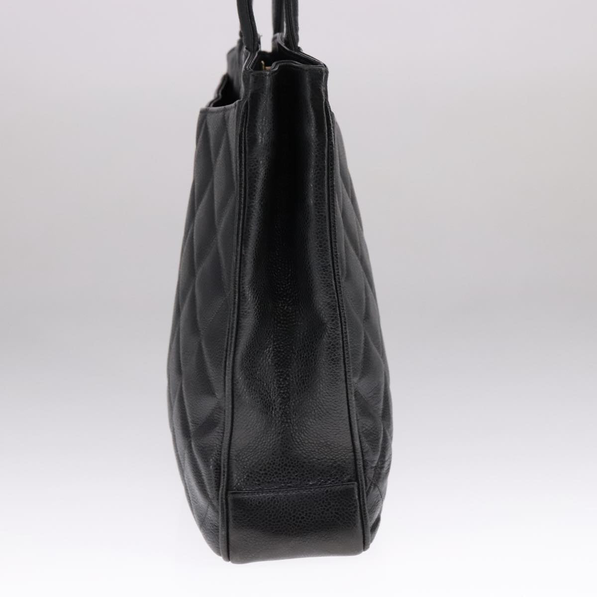 CHANEL Matelasse Tote Bag Caviar Skin Black CC 107636
