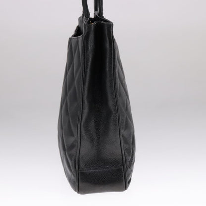 CHANEL Matelasse Tote Bag Caviar Skin Black CC 107636