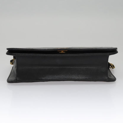 CHANEL Matelasse Chain Shoulder Bag Lamb Skin Black Gold CC 107645