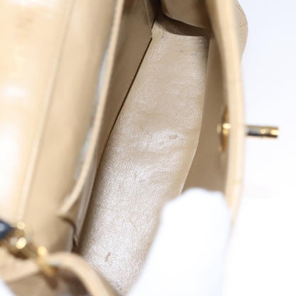 CHANEL Matelasse Chain Shoulder Bag Lamb Skin Beige Gold black CC 107648
