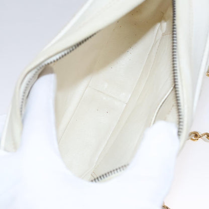 CHANEL Matelasse Chain Shoulder Bag Caviar Skin White Gold CC 107702