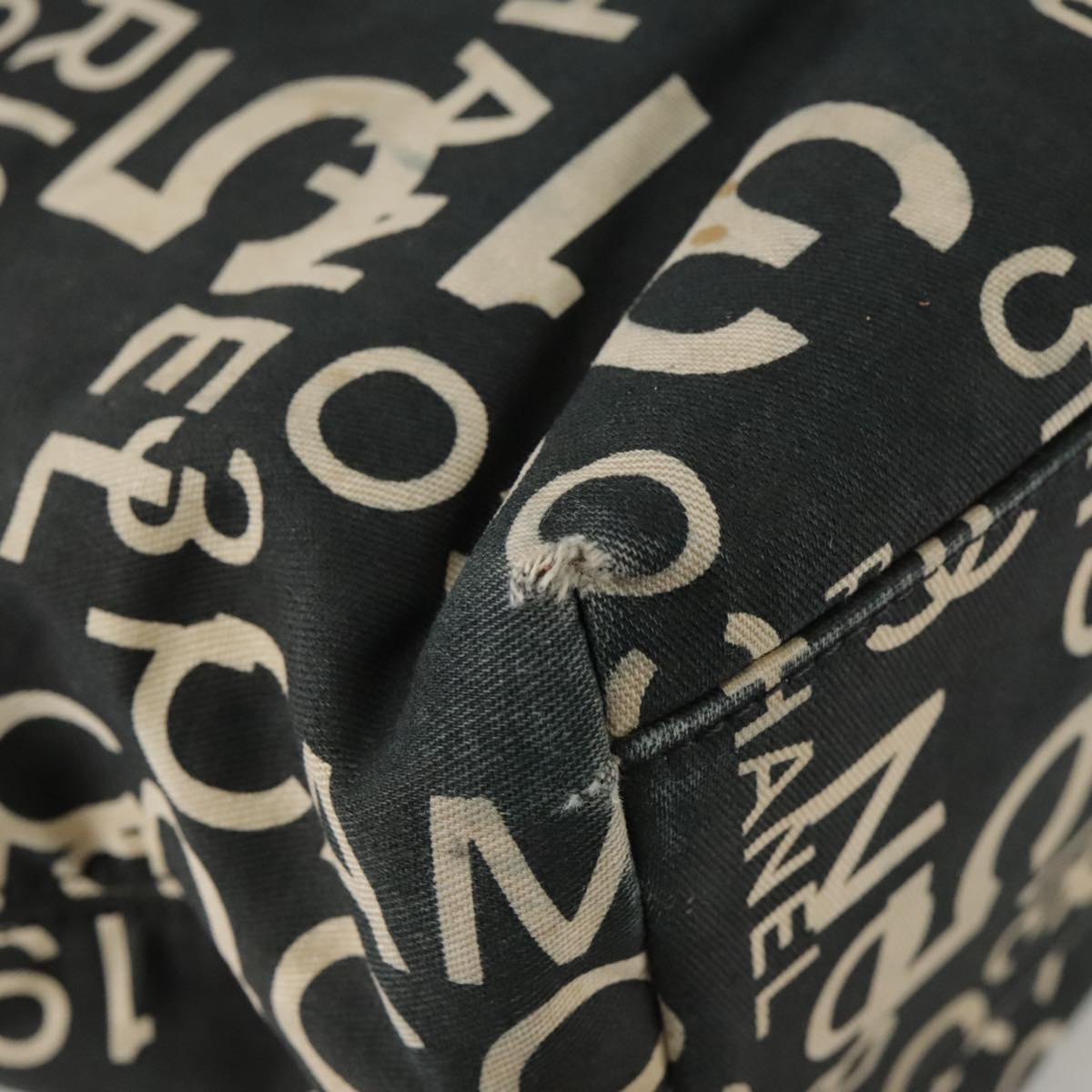 CHANEL Bysy line Tote Bag Canvas Black CC 107835