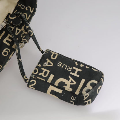 CHANEL Bysy line Tote Bag Canvas Black CC 107835