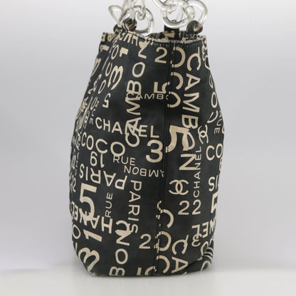 CHANEL Bysy line Tote Bag Canvas Black CC 107835