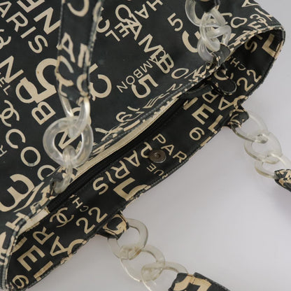 CHANEL Bysy line Tote Bag Canvas Black CC 107835
