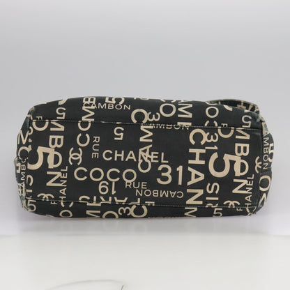 CHANEL Bysy line Tote Bag Canvas Black CC 107835