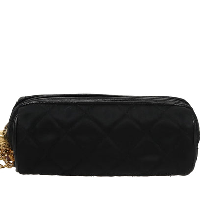 CHANEL Matelasse Pouch Nylon Black Gold CC 107851