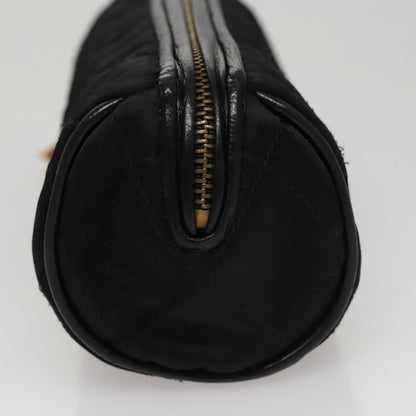 CHANEL Matelasse Pouch Nylon Black Gold CC 107851