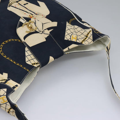 CHANEL Shoulder Bag Canvas Navy CC 107861