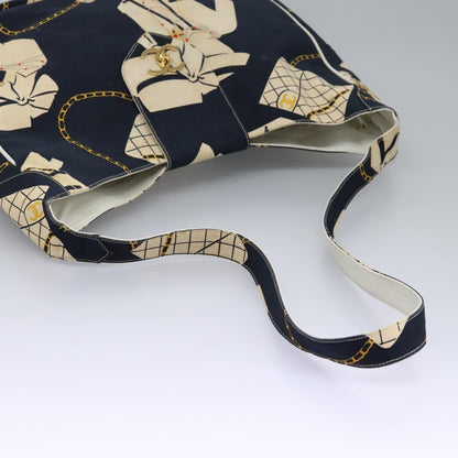CHANEL Shoulder Bag Canvas Navy CC 107861