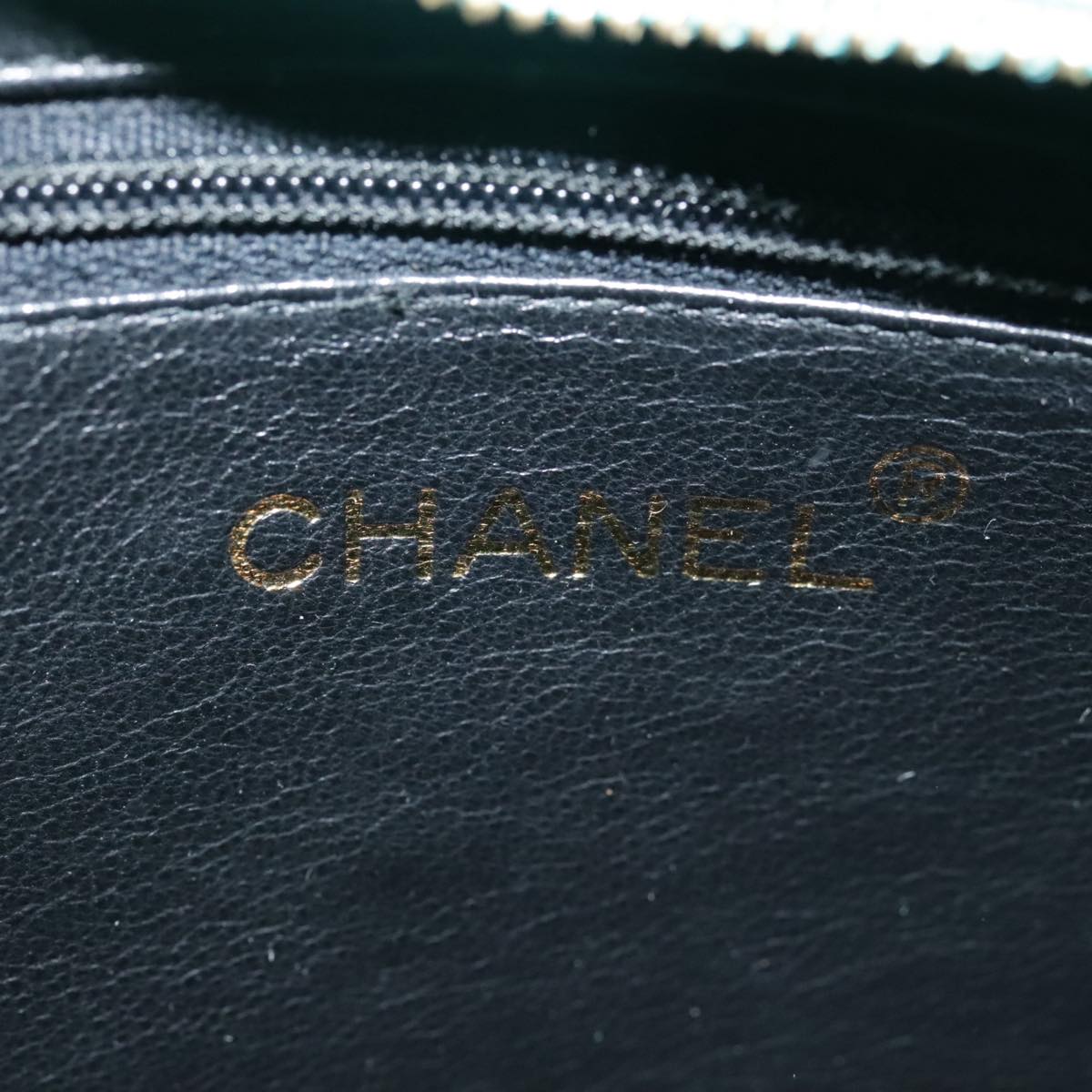 CHANEL V stitch Shoulder Bag Nylon Green Gold CC 107879