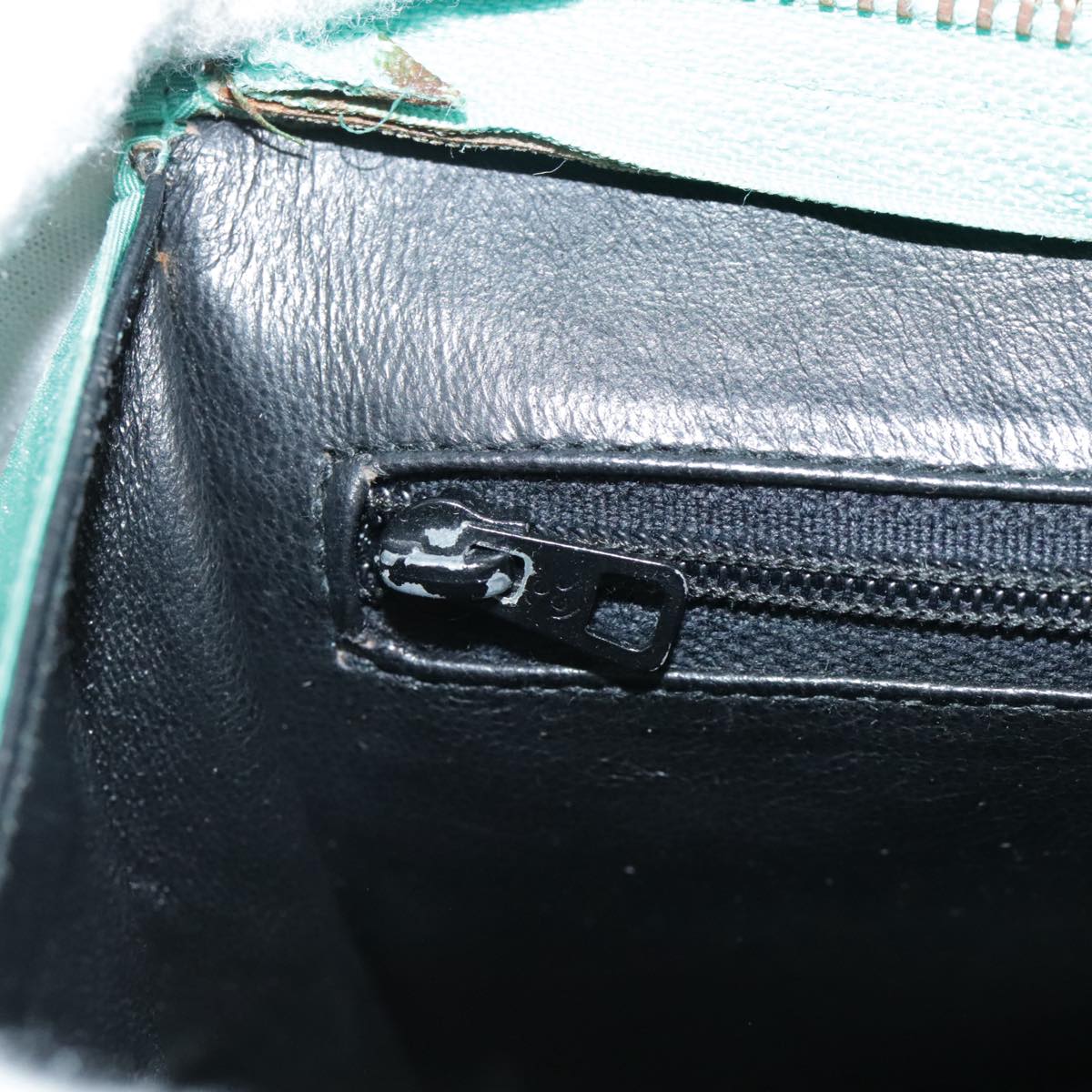 CHANEL V stitch Shoulder Bag Nylon Green Gold CC 107879