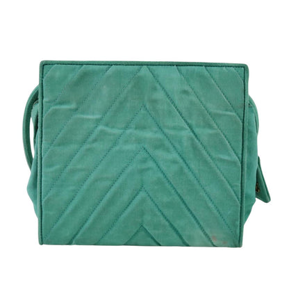 CHANEL V stitch Shoulder Bag Nylon Green Gold CC 107879