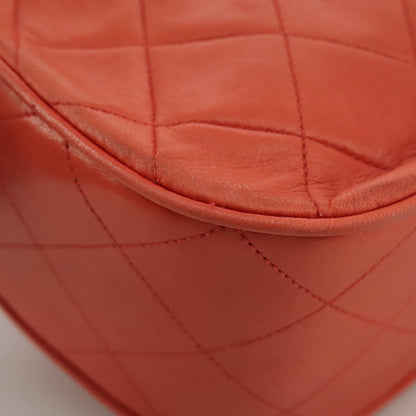 CHANEL Matelasse Chain Shoulder Bag Lamb Skin Orange Gold CC 107881A