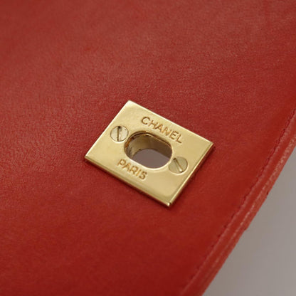 CHANEL Matelasse Chain Shoulder Bag Lamb Skin Orange Gold CC 107881A