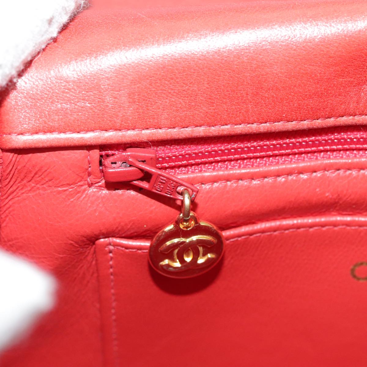 CHANEL Matelasse Chain Shoulder Bag Lamb Skin Orange Gold CC 107881A