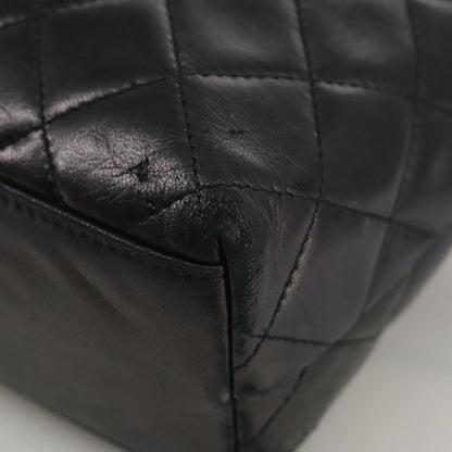 CHANEL Matelasse Shoulder Bag Lamb Skin Black Gold CC 108071