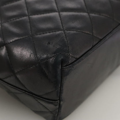 CHANEL Matelasse Shoulder Bag Lamb Skin Black Gold CC 108071