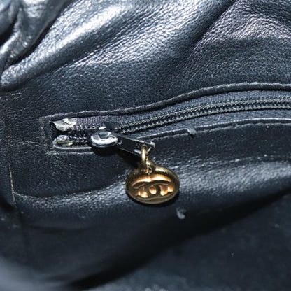CHANEL Matelasse Shoulder Bag Lamb Skin Black Gold CC 108071