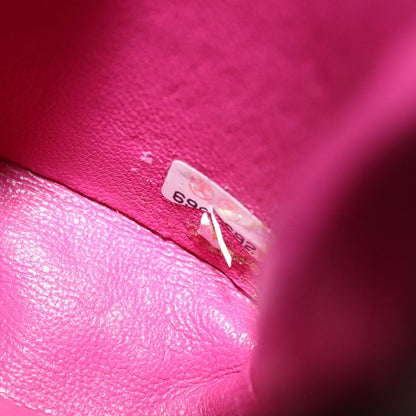 CHANEL Chain Shoulder Cigarette Case Leather Pink CC 108163