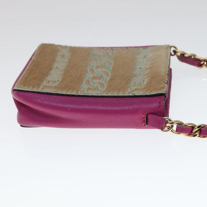 CHANEL Chain Shoulder Cigarette Case Leather Pink CC 108163