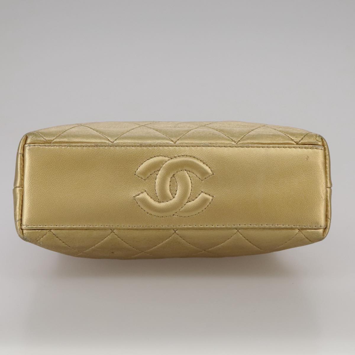 CHANEL Chain Shoulder Bag Lamb Skin Gold CC 108166