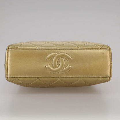 CHANEL Chain Shoulder Bag Lamb Skin Gold CC 108166