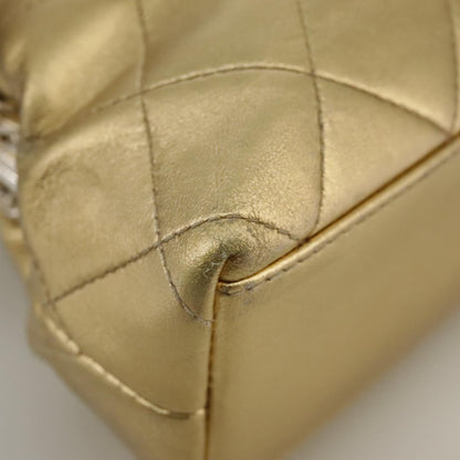 CHANEL Chain Shoulder Bag Lamb Skin Gold CC 108166