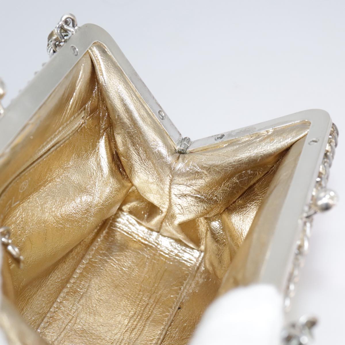 CHANEL Chain Shoulder Bag Lamb Skin Gold CC 108166