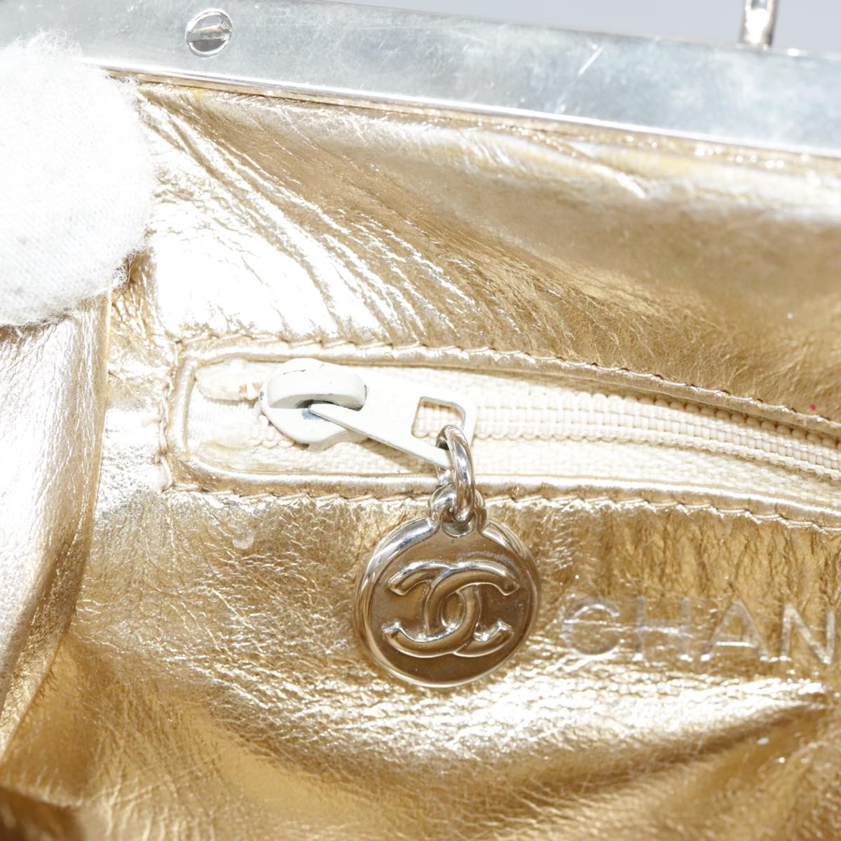 CHANEL Chain Shoulder Bag Lamb Skin Gold CC 108166