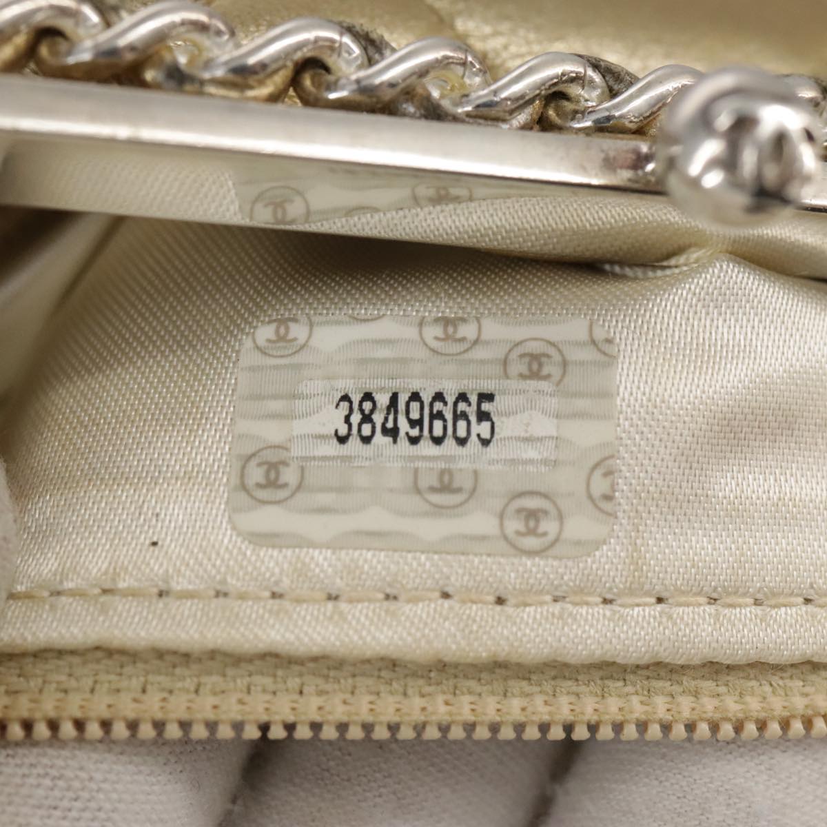 CHANEL Chain Shoulder Bag Lamb Skin Gold CC 108166