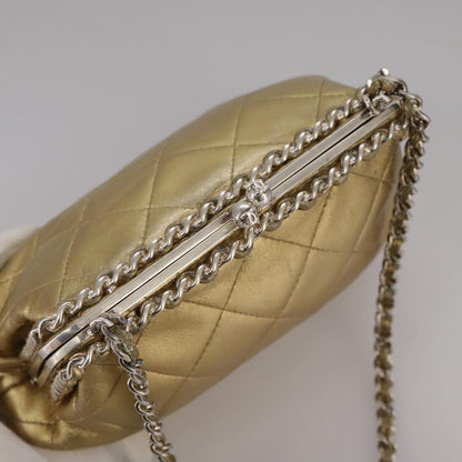 CHANEL Chain Shoulder Bag Lamb Skin Gold CC 108166