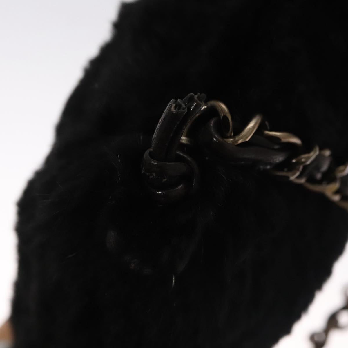 CHANEL Chain Shoulder Bag Leather Black CC 108324