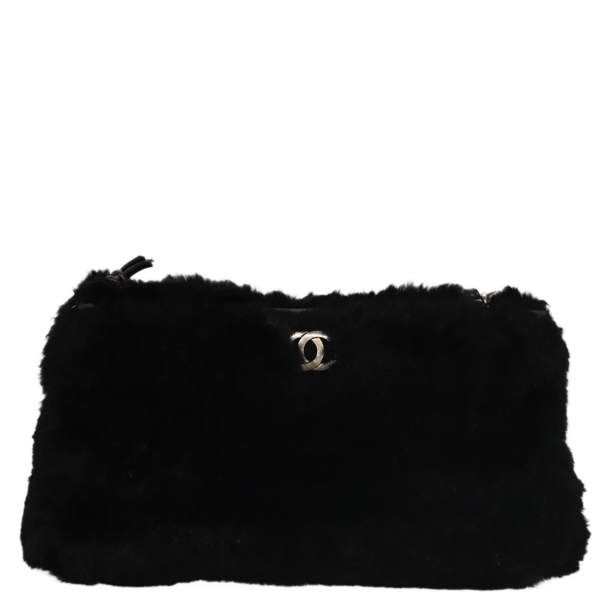 CHANEL Chain Shoulder Bag Leather Black CC 108324