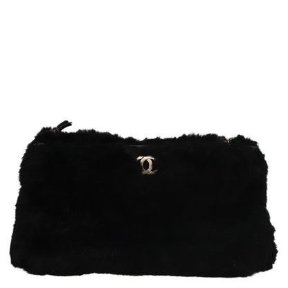 CHANEL Chain Shoulder Bag Leather Black CC 108324