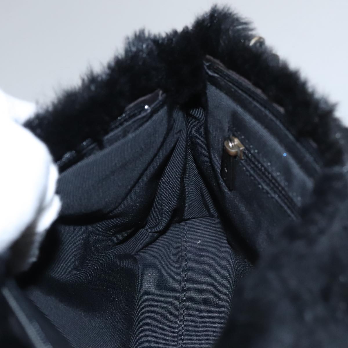 CHANEL Chain Shoulder Bag Leather Black CC 108324