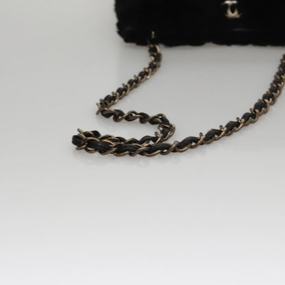 CHANEL Chain Shoulder Bag Leather Black CC 108324