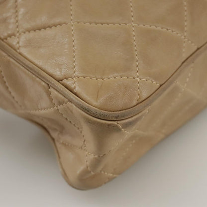 CHANEL Matelasse Chain Shoulder Bag Lamb Skin Beige Gold CC 108395