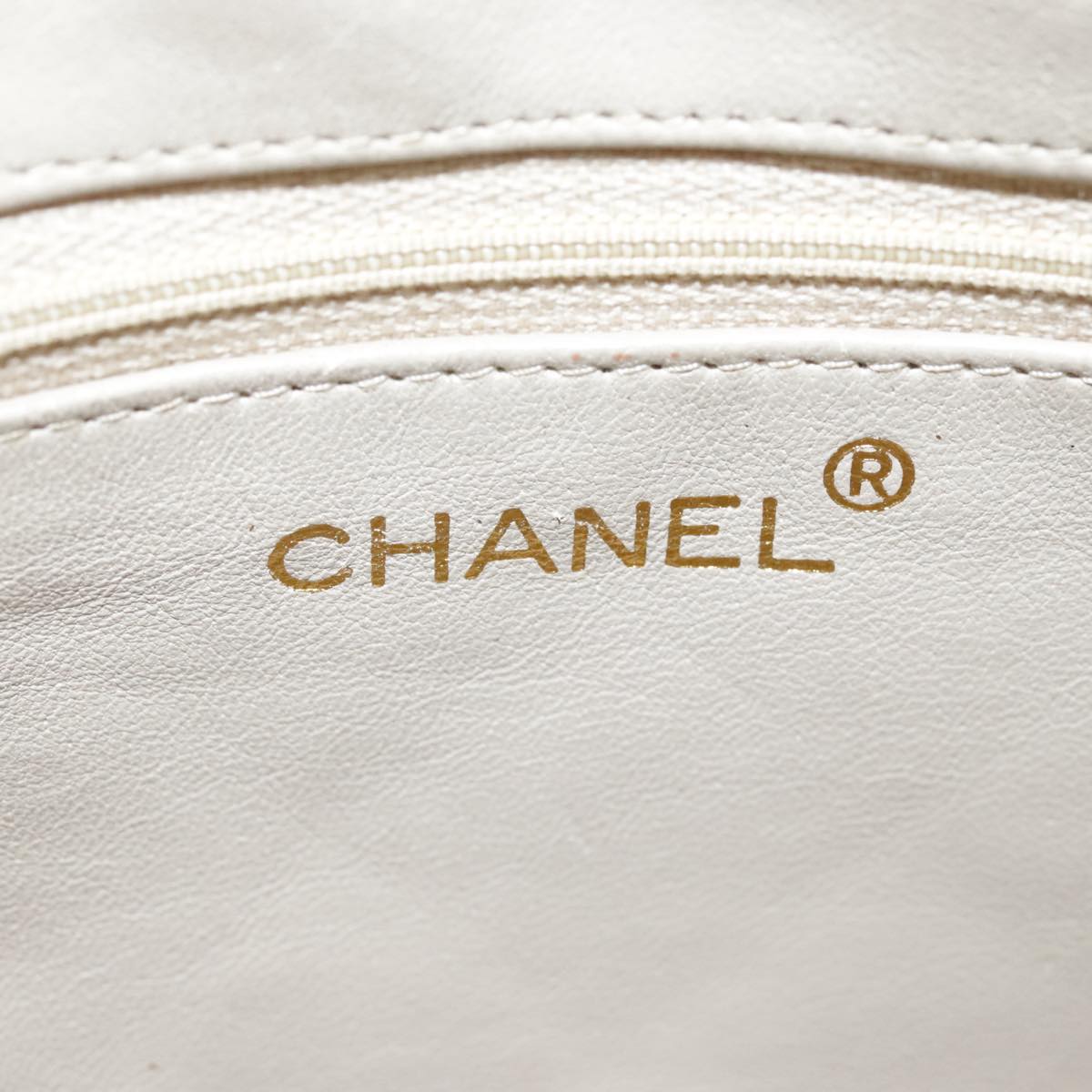 CHANEL Matelasse Chain Shoulder Bag Lamb Skin Beige Gold CC 108395