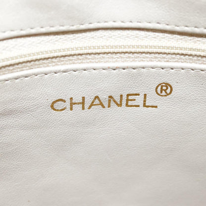 CHANEL Matelasse Chain Shoulder Bag Lamb Skin Beige Gold CC 108395