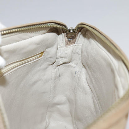 CHANEL Matelasse Chain Shoulder Bag Lamb Skin Beige Gold CC 108395