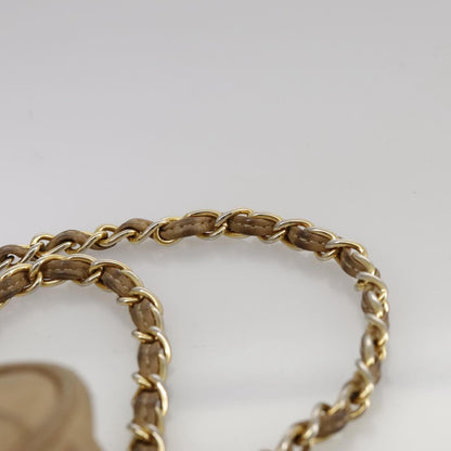 CHANEL Matelasse Chain Shoulder Bag Lamb Skin Beige Gold CC 108395