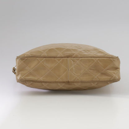 CHANEL Matelasse Chain Shoulder Bag Lamb Skin Beige Gold CC 108395