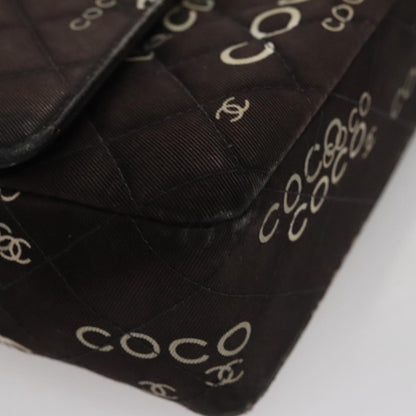 CHANEL Matelasse Chain Shoulder Bag Canvas Black Gold CC 108396