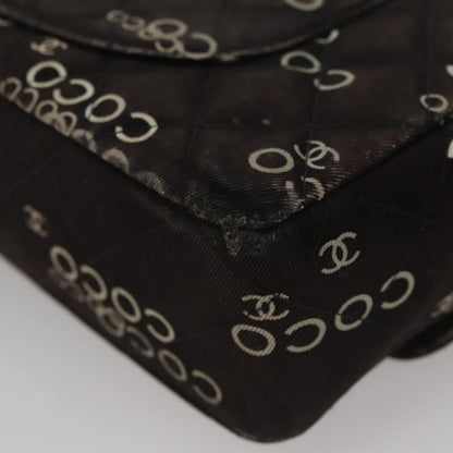 CHANEL Matelasse Chain Shoulder Bag Canvas Black Gold CC 108396