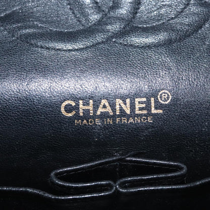 CHANEL Matelasse Chain Shoulder Bag Canvas Black Gold CC 108396